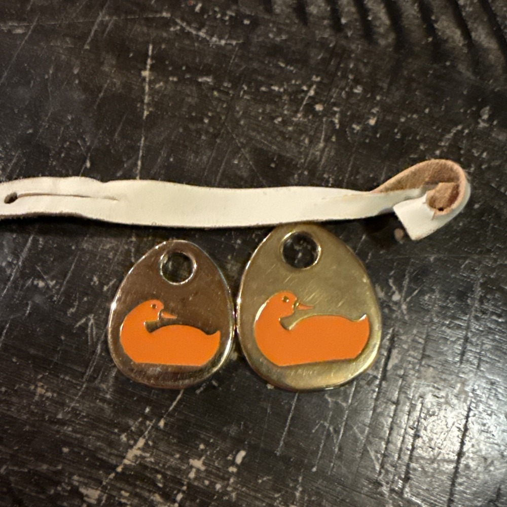 Dooney Bourke Orange Metal Duck Handbag Charm Hang Tag Replacement Set Of Two - Picture 4 of 8